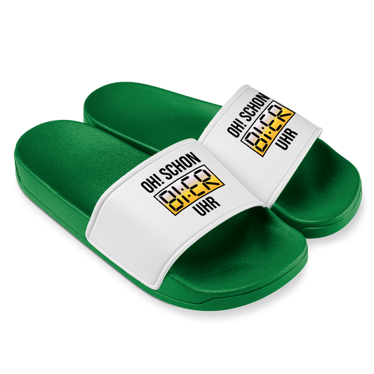 Oh schon Bier Uhr - Badelatschen #farbe_gruen