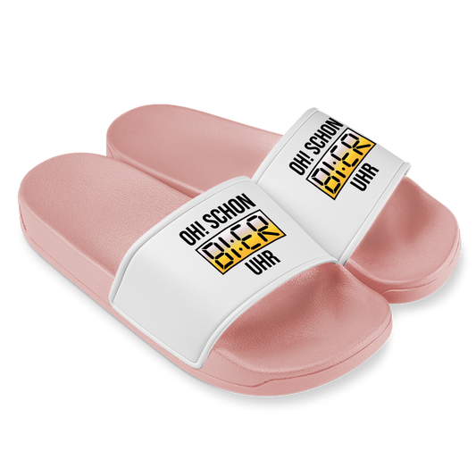 Oh schon Bier Uhr - Badelatschen #farbe_rosa