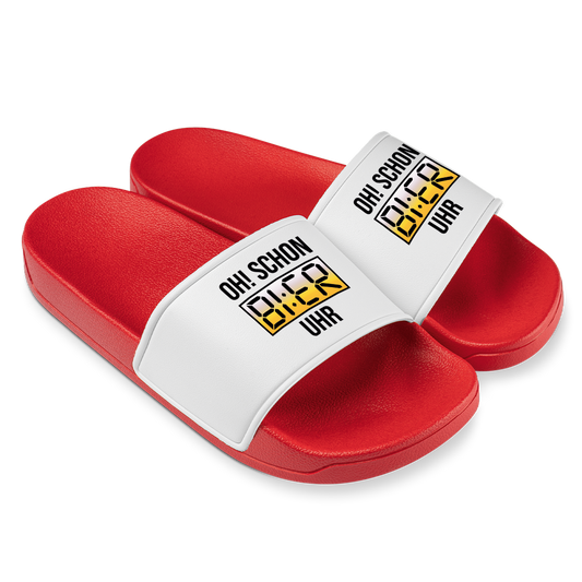 Oh schon Bier Uhr - Badelatschen #farbe_rot