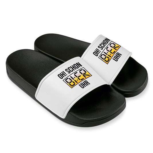 Oh schon Bier Uhr - Badelatschen #farbe_schwarz-weiss