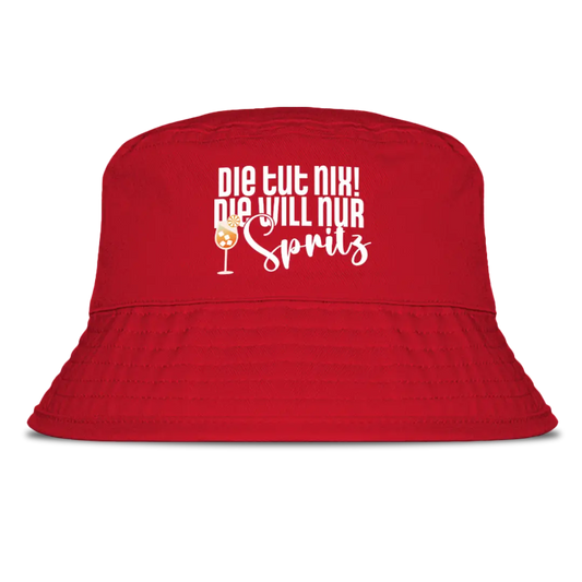 Die tut nix! Die will nur Spritz - Fischerhut #farbe_red