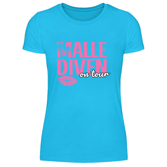 Malle Diven on tour  - Damen T-Shirt Farbe Blau