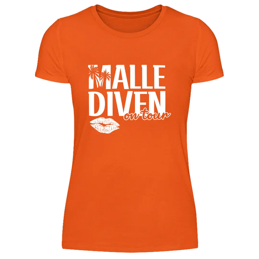 Malle Diven on tour  - Damen T-Shirt Farbe Orange