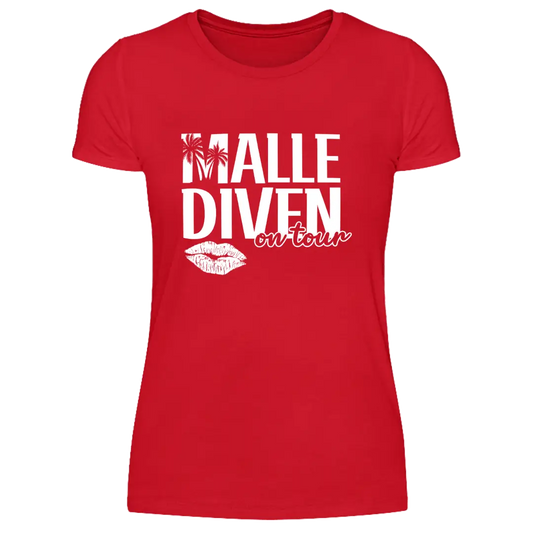 Malle Diven on tour  - Damen T-Shirt Farbe Rot