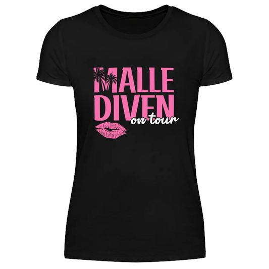 Malle Diven on tour  - Damen T-Shirt Farbe Schwarz