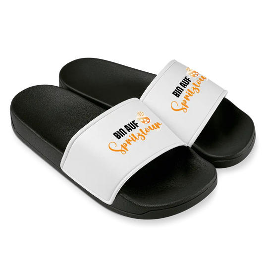 Bin auf Spritztour - Badelatschen #farbe_schwarz-weiss