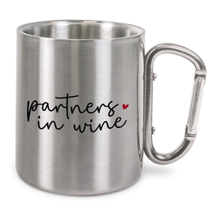 Partners in wine - Edelstahl-Trinkbecher mit Karabinerhaken 