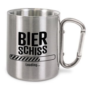 Bierschiss loading - Edelstahl-Trinkbecher mit Karabinerhaken 