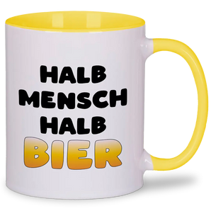 Halb Mensch halb Bier - Tasse #farbe_gelb