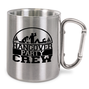 Hangover Party Crew - Edelstahl-Trinkbecher mit Karabinerhaken 