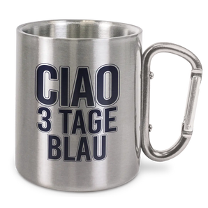 Ciao 3 Tage Blau - Edelstahl-Trinkbecher mit Karabinerhaken 