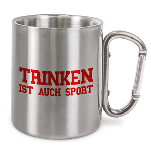 Trinken ist auch Sport - Edelstahl-Trinkbecher mit Karabinerhaken 