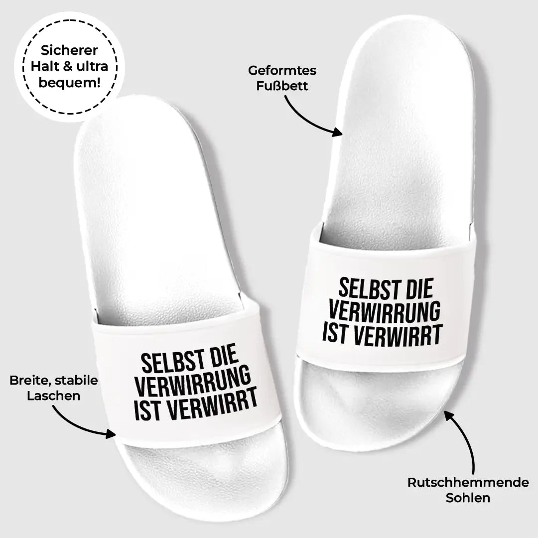 Selbst die Verwirrung ist verwirrt - Badelatschen – Prozente Momente®