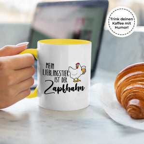 Mein Lieblingstier ist der Zapfhahn - Tasse #farbe_gelb