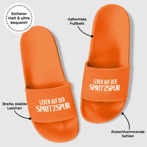 Leben auf der Spritzspur - Badelatschen #farbe_orange