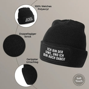 Ich bin auch dabei! - Beanie Personalisiert #farbe_schwarz