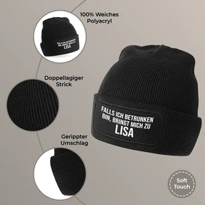 Falls ich betrunken bin - Beanie Personalisiert #farbe_schwarz