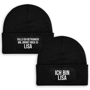 Falls ich betrunken bin Set - Beanie Personalisiert #farbe_schwarz