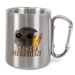 Lecker Bierchen - Edelstahl-Trinkbecher mit Karabinerhaken 