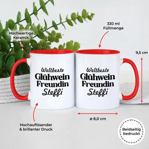 Weltbeste Glühwein Freundin - Tasse Personalisiert #farbe_rot