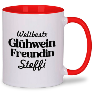 Weltbeste Glühwein Freundin - Tasse Personalisiert #farbe_rot