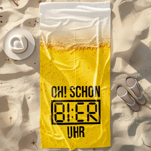 Oh! Schon Bier Uhr - Hochwertiges Badetuch