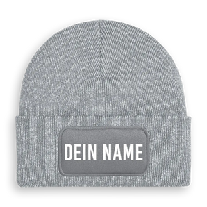 Personalisiertes Beanie #farbe_grau-meliert