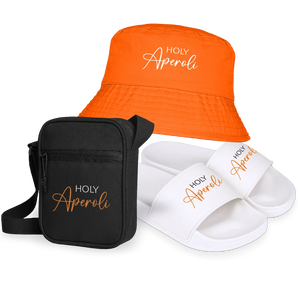 Holy Aperoli Sommer Set mit Tasche, Fischerhut und Badelatschen #farbe_weiss-orange