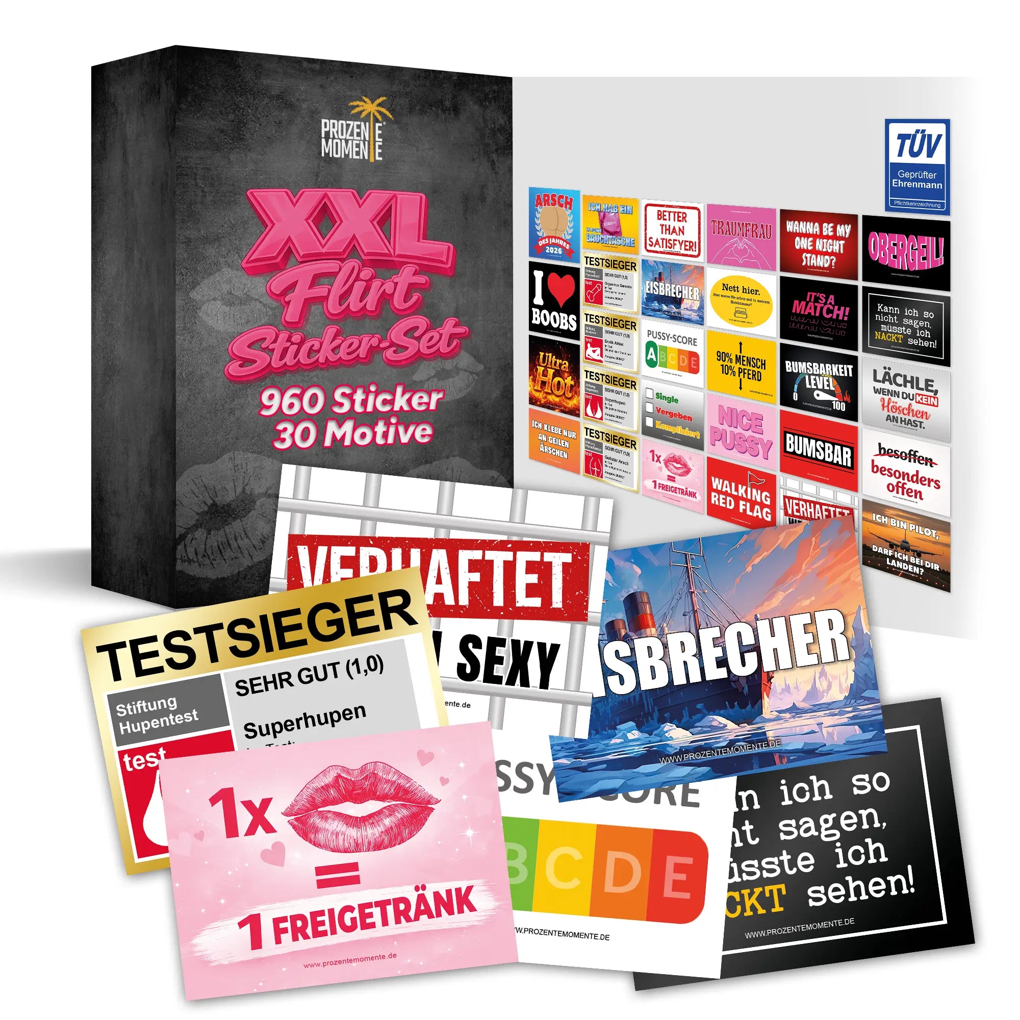 XXL Flirt Sticker Set mit 30 Motiven – Prozente Momente®