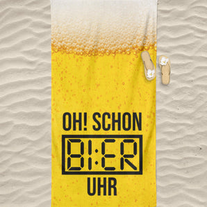 Oh! Schon Bier Uhr - Hochwertiges Badetuch-3