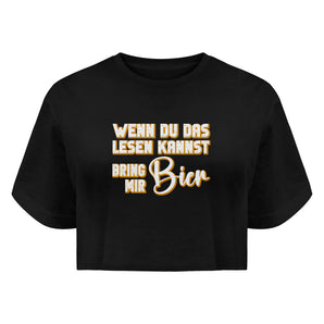 Wenn du das lesen kannst, bring mir Bier - Boyfriend Organic Crop Top-16